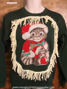 80s Cat and Kitten Christmas Sweatshirt