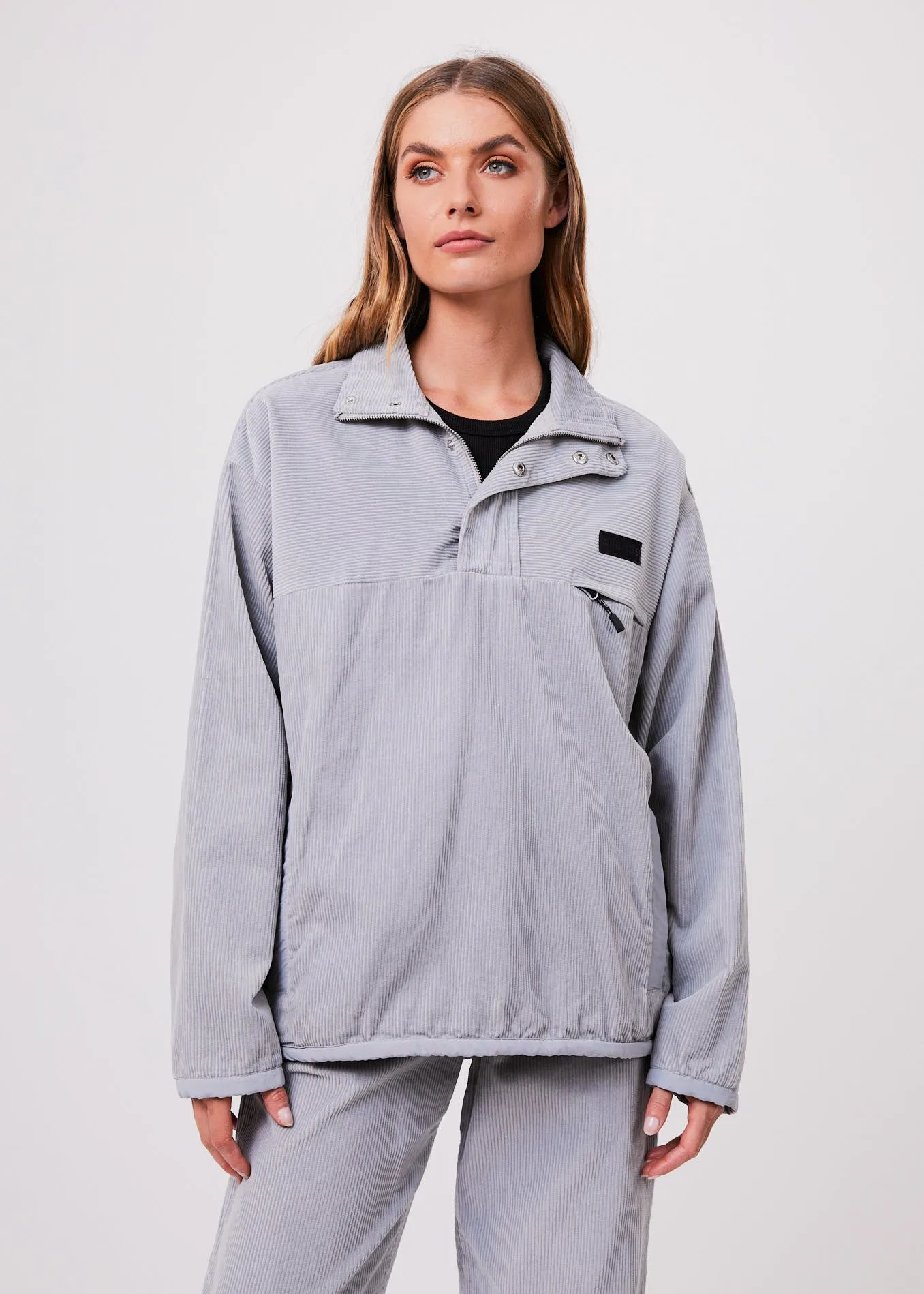 AFENDS Unisex Attention - Unisex Corduroy Pullover - Grey