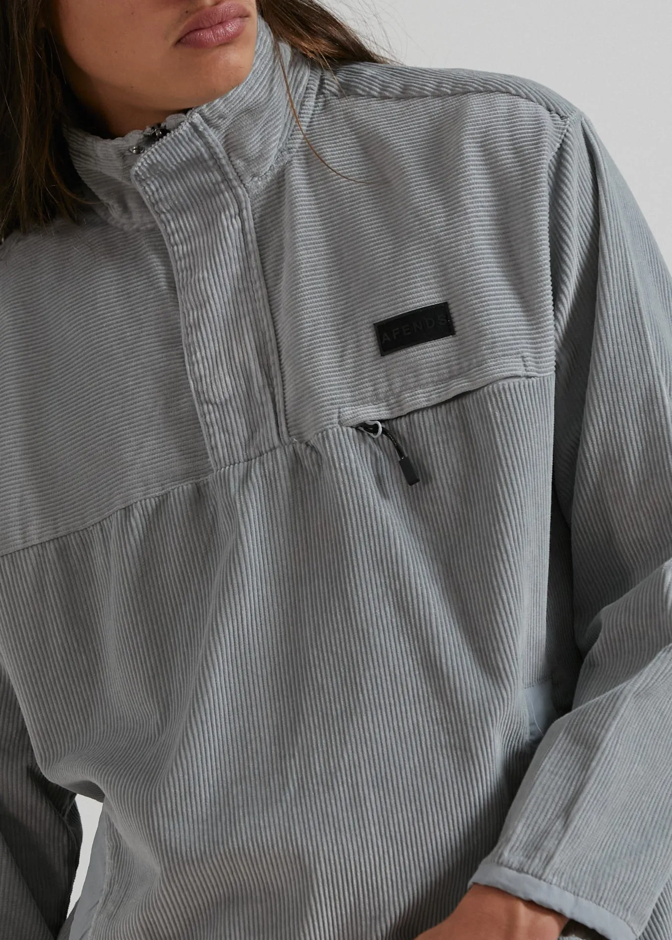 AFENDS Unisex Attention - Unisex Corduroy Pullover - Grey