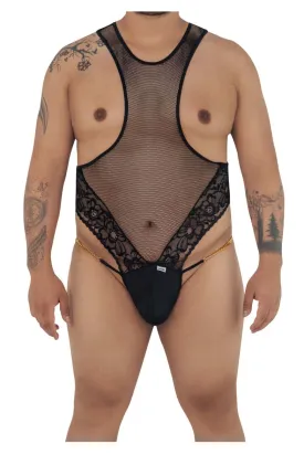 CandyMan 99584X Mesh-Lace Bodysuit Color Black