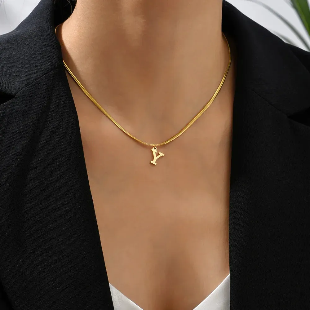 Gold Plated Alphabet Initial Letter Clavicle Collar Necklace