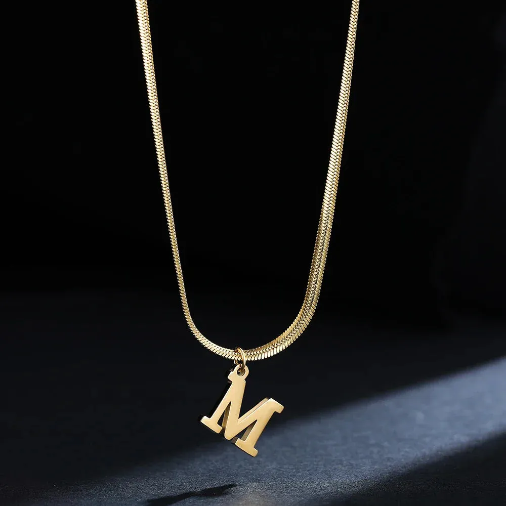 Gold Plated Alphabet Initial Letter Clavicle Collar Necklace
