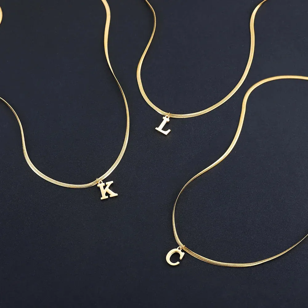 Gold Plated Alphabet Initial Letter Clavicle Collar Necklace