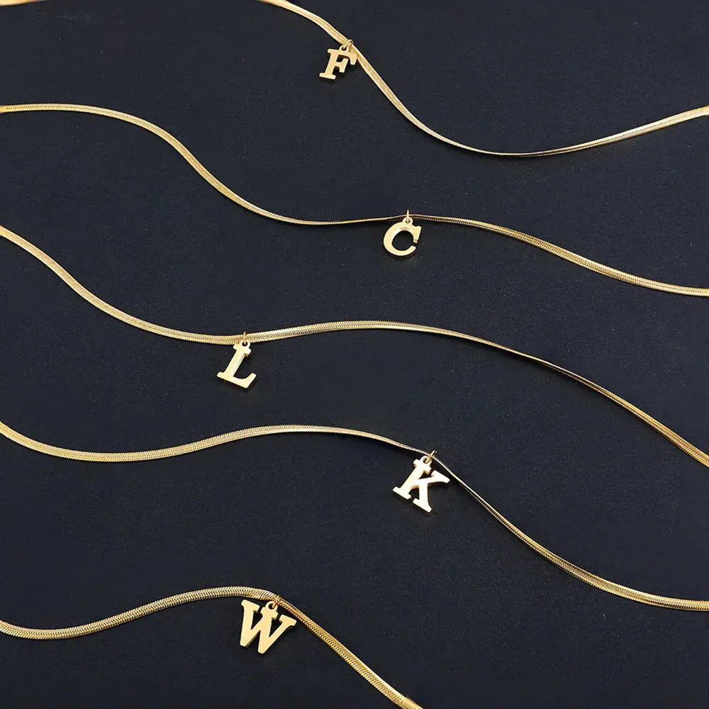 Gold Plated Alphabet Initial Letter Clavicle Collar Necklace