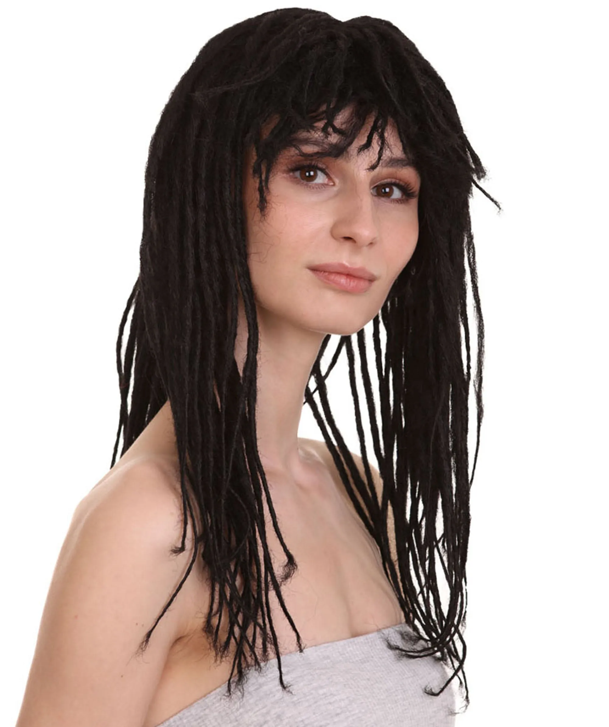 Long Black Dreadlock Womens Wig | Dramatical Cosplay Halloween Wig | Premium Breathable Capless Cap