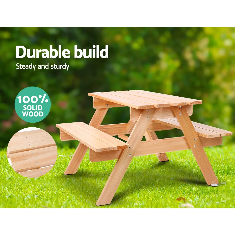 Non-Toxic Wood Kids Picnic Table Set with Umbrella - Keezi