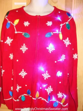 Red Light Up Ugly Christmas Sweater in Womens Mens XXXL