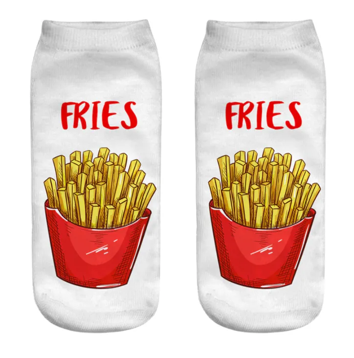 Unisex 3D Food Print Cotton Polyester Ankle Socks