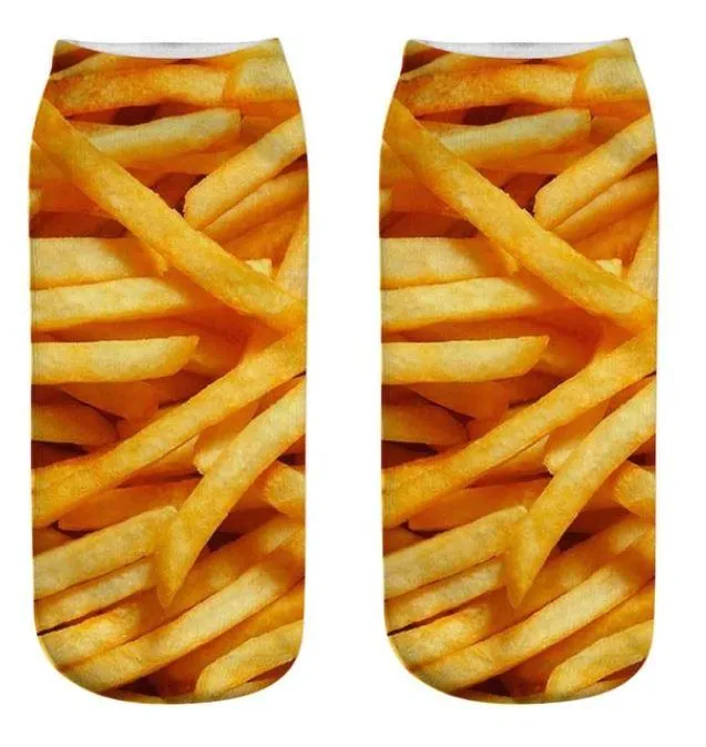Unisex 3D Food Print Cotton Polyester Ankle Socks