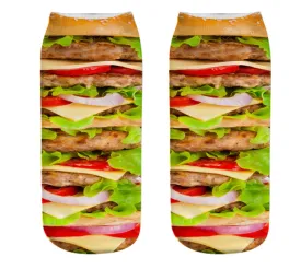 Unisex 3D Food Print Cotton Polyester Ankle Socks