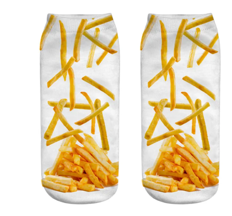 Unisex 3D Food Print Cotton Polyester Ankle Socks