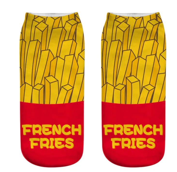 Unisex 3D Food Print Cotton Polyester Ankle Socks