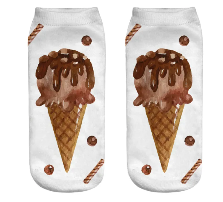 Unisex 3D Food Print Cotton Polyester Ankle Socks
