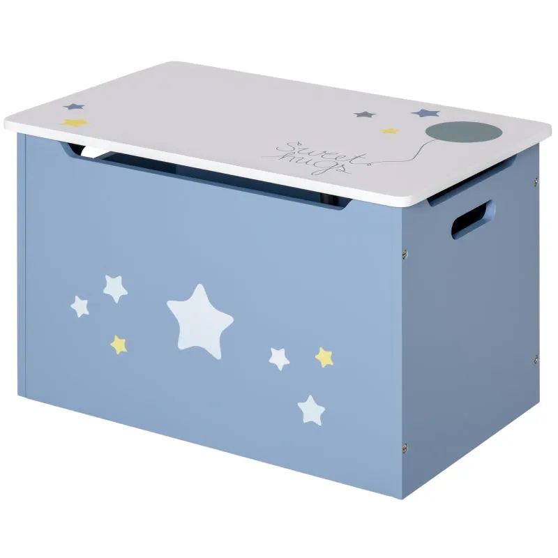 Wooden Toy Storage Chest with Seating Bench - Blue