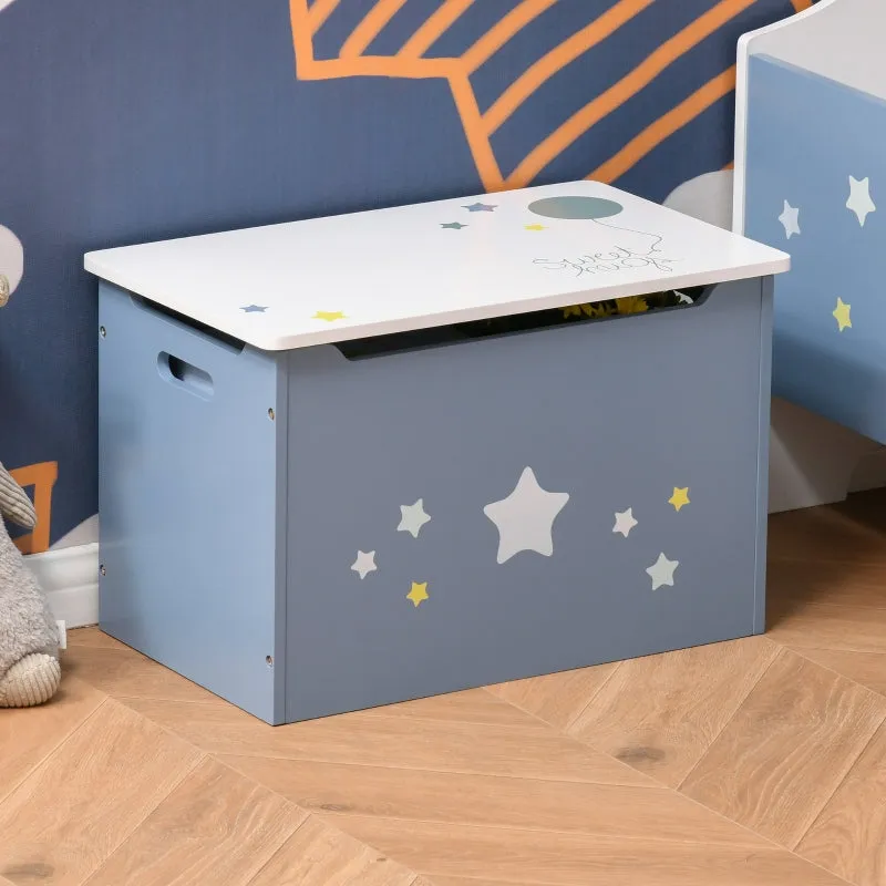 Wooden Toy Storage Chest with Seating Bench - Blue