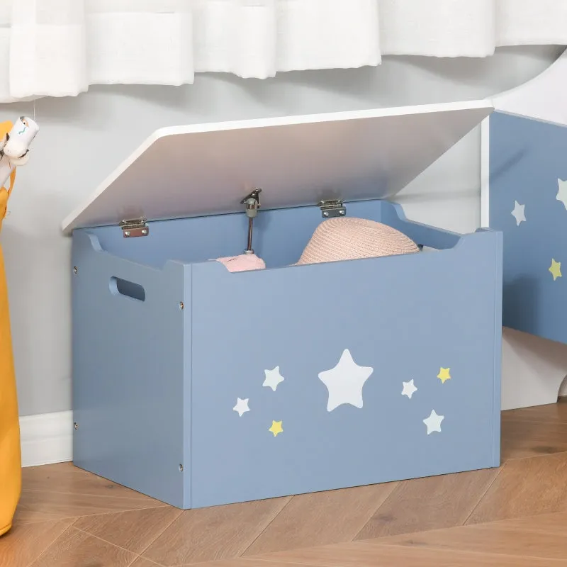 Wooden Toy Storage Chest with Seating Bench - Blue